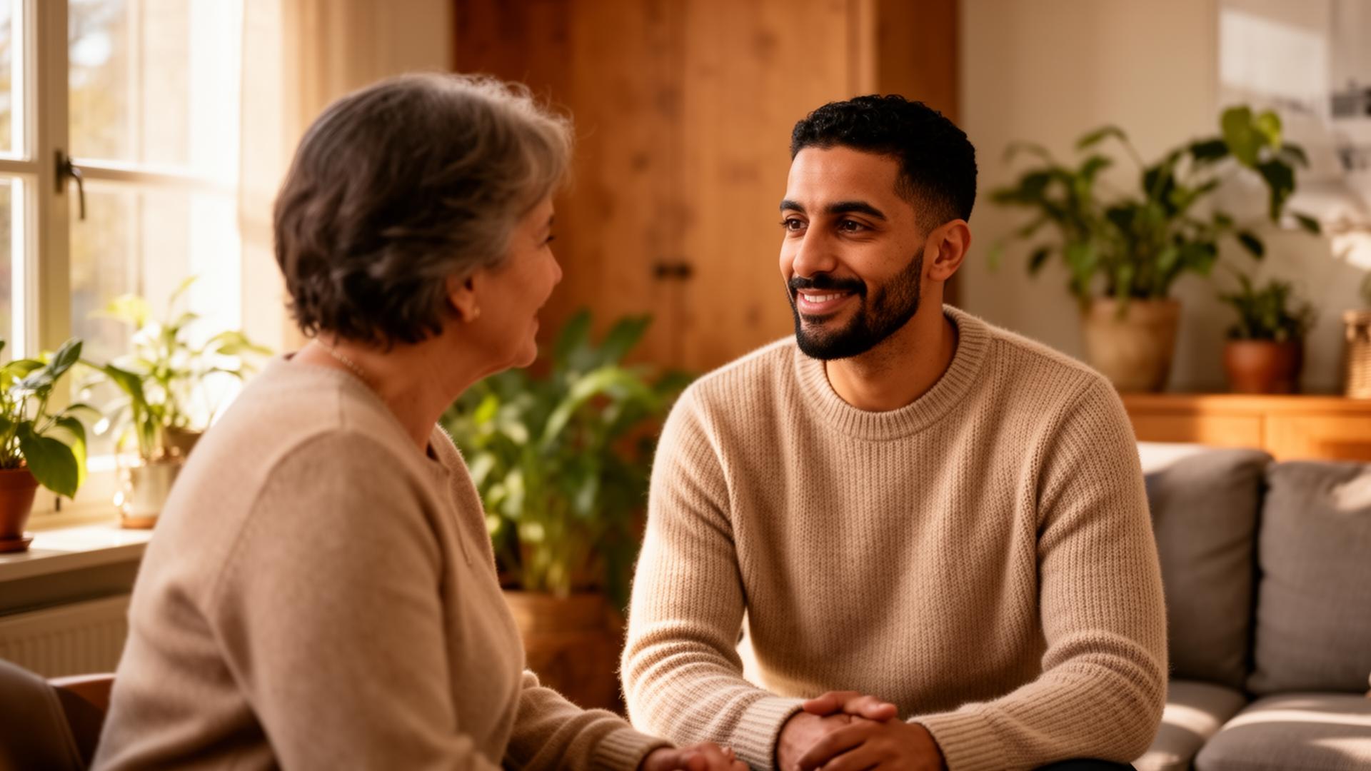 Talbi in gesprek met cliënt